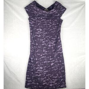 Bottega Veneta Dress Womens Small Purple Wool Made In Italy Sheath Cowl Neck EUC